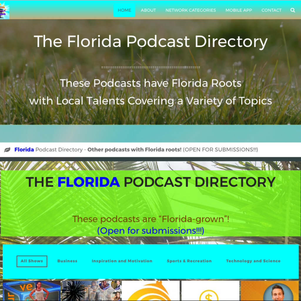 Florida is such a diverse and, well, interesting state where nothing is EVER boring. As podcasters, we have the power to introduce the world to the various talents and news emerging from this wonderful place we call home. So, be sure YOUR podcast joins FPN’s locally-rooted showcase space!!
Well, that is precisely what happened to me a few months ago, and ever since, my mind has been ablaze, fleshing out the idea as quickly as I can jot down the notes. And, these last few weeks, I have finally begun making that dream a tangible entity that all who want to celebrate Florida can see and share in