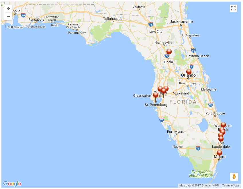Florida Podcast Directory's Pin Map