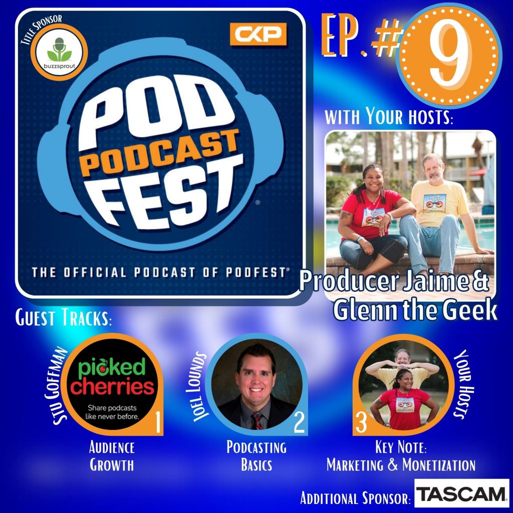 On our first track this week, Glenn the Geek and Producer Jaime are joined by Stu Goffman from a brand new podcast app called Picked Cherries to discuss how their helping us all with Audience Growth by increasing the discoverability and shareability of our podcasts.. Then, we are bringing things back to Podcasting Basics in our second track, as Joel Lounds from Shady Side Media and Florida Man News provides some great ways to tweak your recording environment for better sound. And, our third track is a key note on Marketing and Monetization brought to you by your hosts who answer the age-old question: How much to charge for ads?! Plus, we'll discuss Spotify's latest acquisitions, share our latest community shout outs, AND catch up with the man himself, Mr. Chris Krimitsos, on how the team's planning for Podfest in May is coming along. Welcome to the conference!
